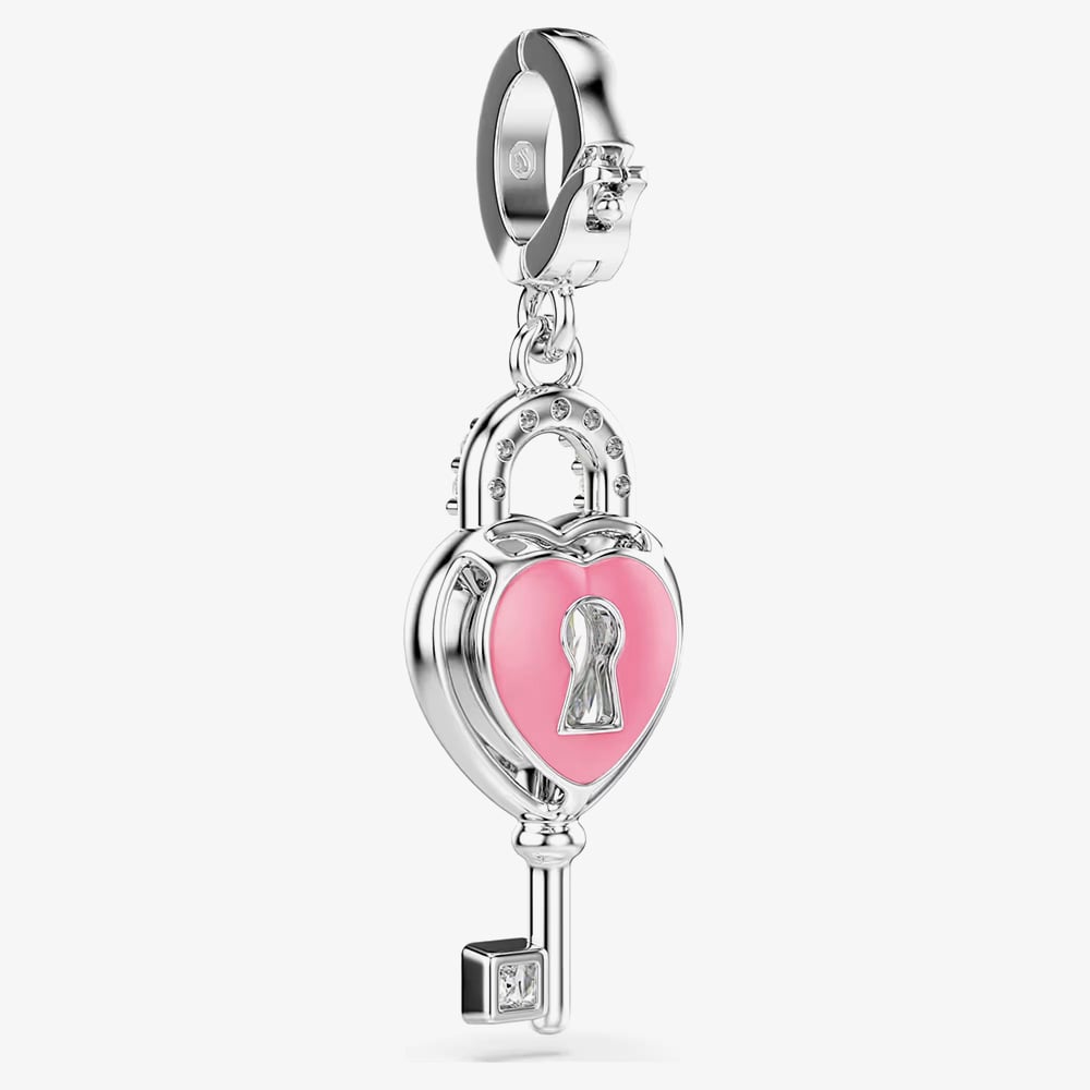 Swarovski Idyllia Rhodium Plated Crystal Heart Key Charm 5742957