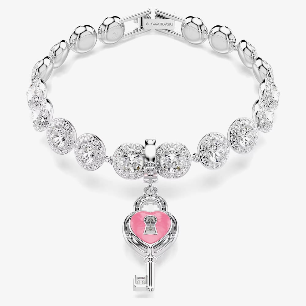 Swarovski Idyllia Rhodium Plated Crystal Heart Key Charm 5742957