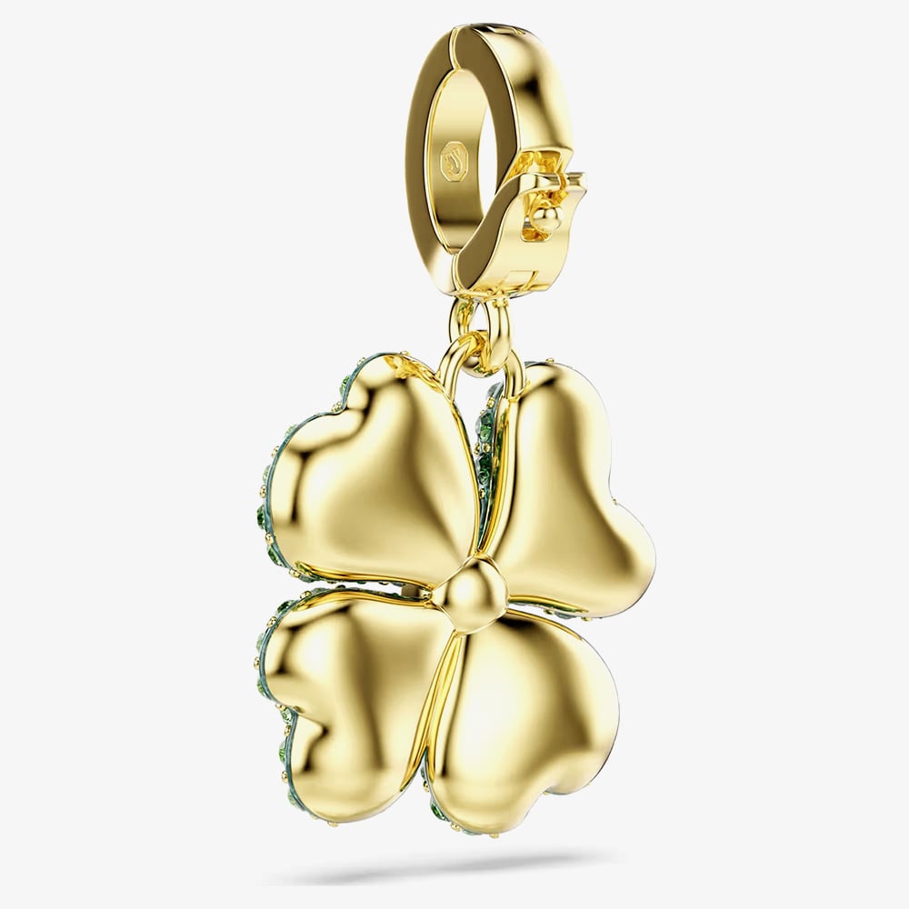 Swarovski Idyllia 18ct Gold Tone Plated Green Crystal Clover Charm 5743130
