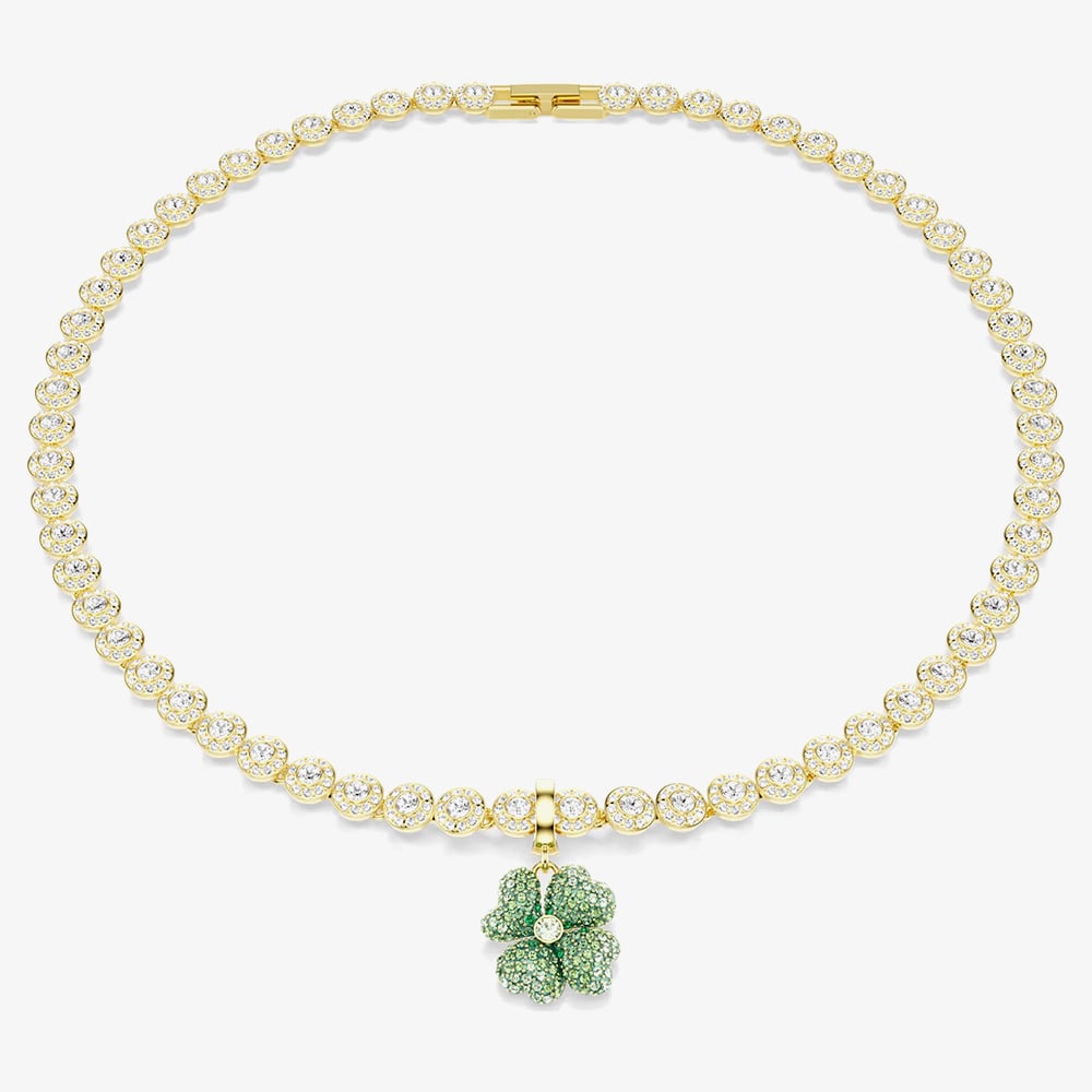 Swarovski Idyllia 18ct Gold Tone Plated Green Crystal Clover Charm 5743130