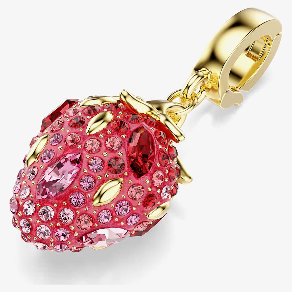 Swarovski Idyllia 18ct Gold Tone Plated Crystal Strawberry Charm 5743136