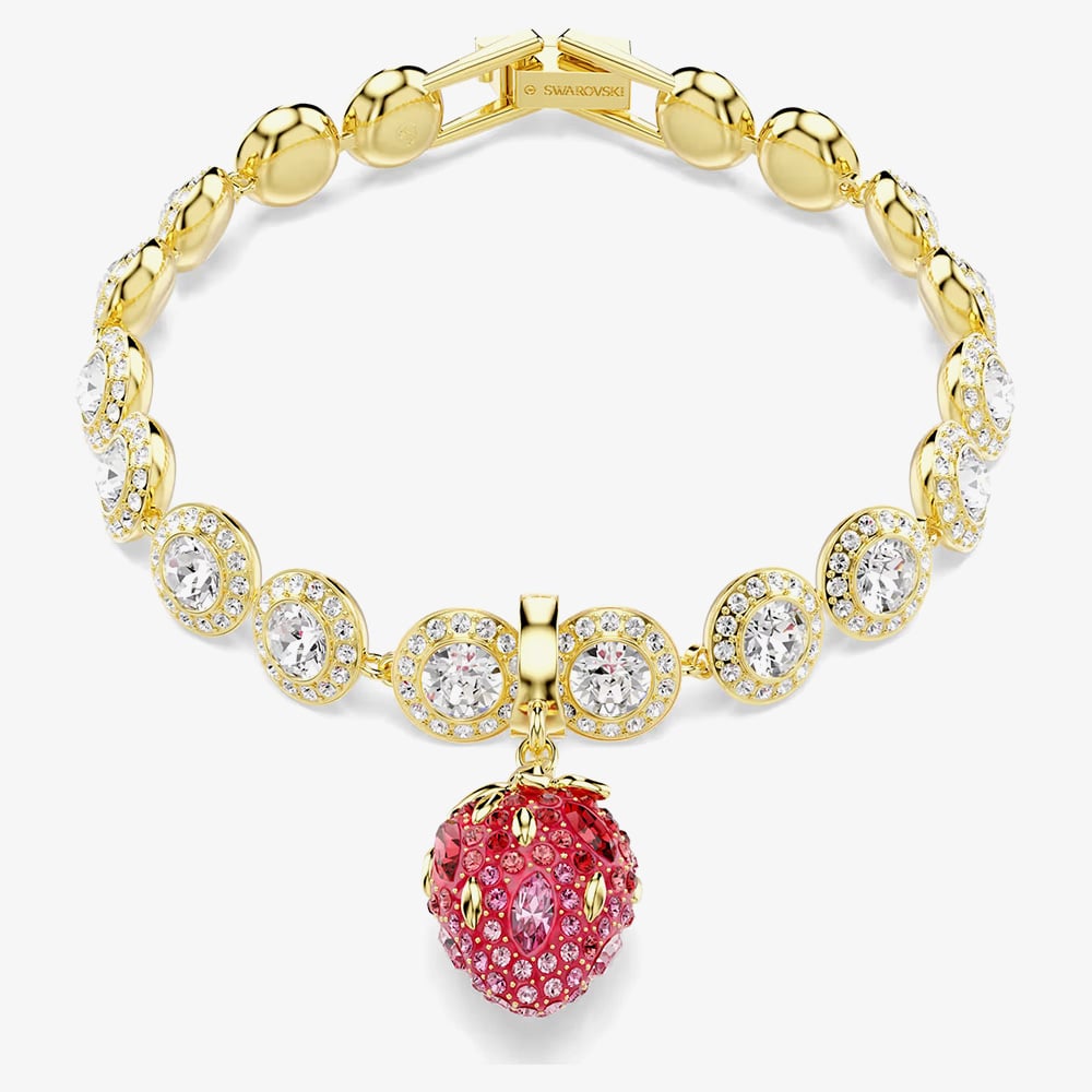 Swarovski Idyllia 18ct Gold Tone Plated Crystal Strawberry Charm 5743136