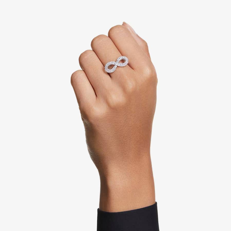 Swarovski Hyperbola Rhodium Plated Infinity Cocktail Ring 5679698
