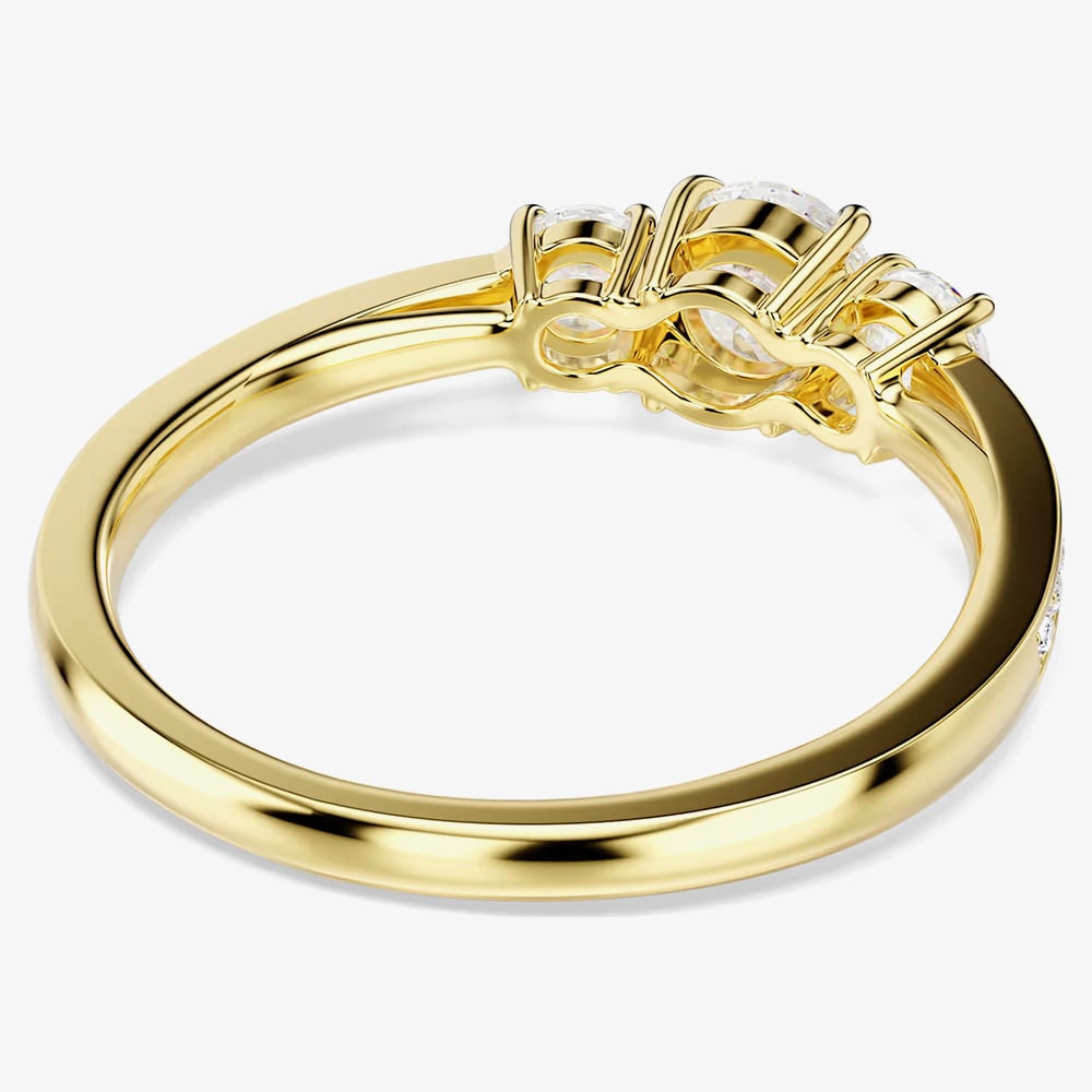 Swarovski Stilla Gold Tone Plated Three Stone White Zirconia Ring 5723293
