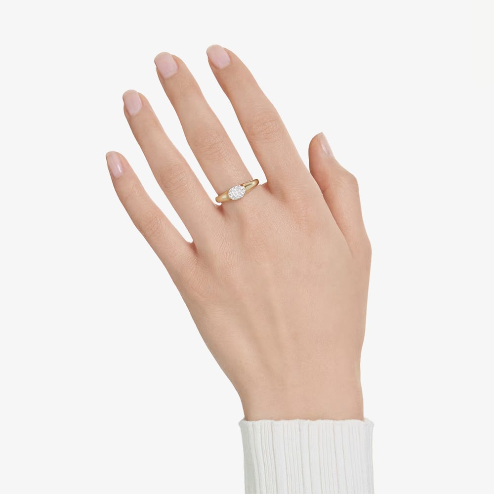 Swarovski Dextera Octagon Gold Tone Plated White Crystal Ring 5732851
