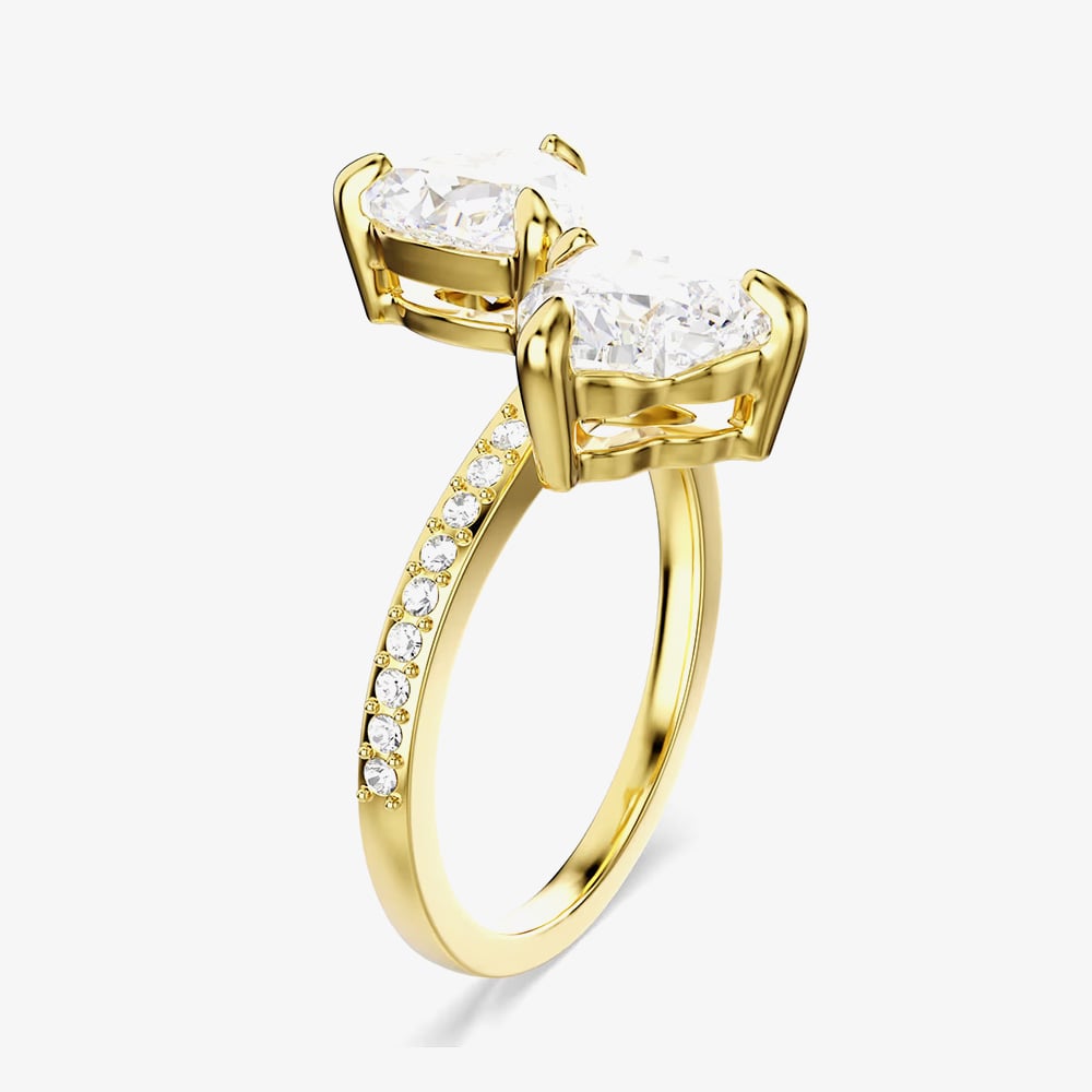Swarovski Mesmera Gold Tone Plated Double Heart Zirconia Ring 5733477