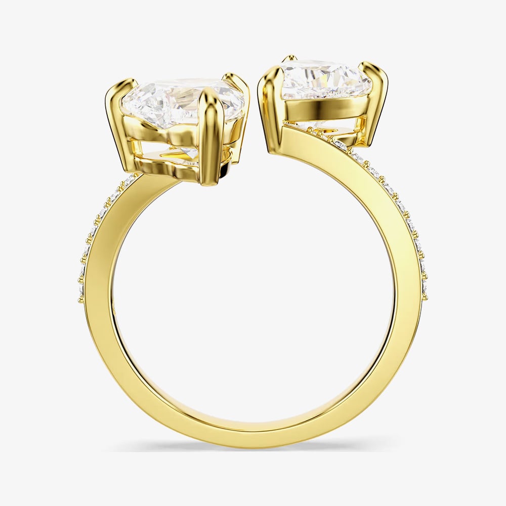 Swarovski Mesmera Gold Tone Plated Double Heart Zirconia Ring 5733477