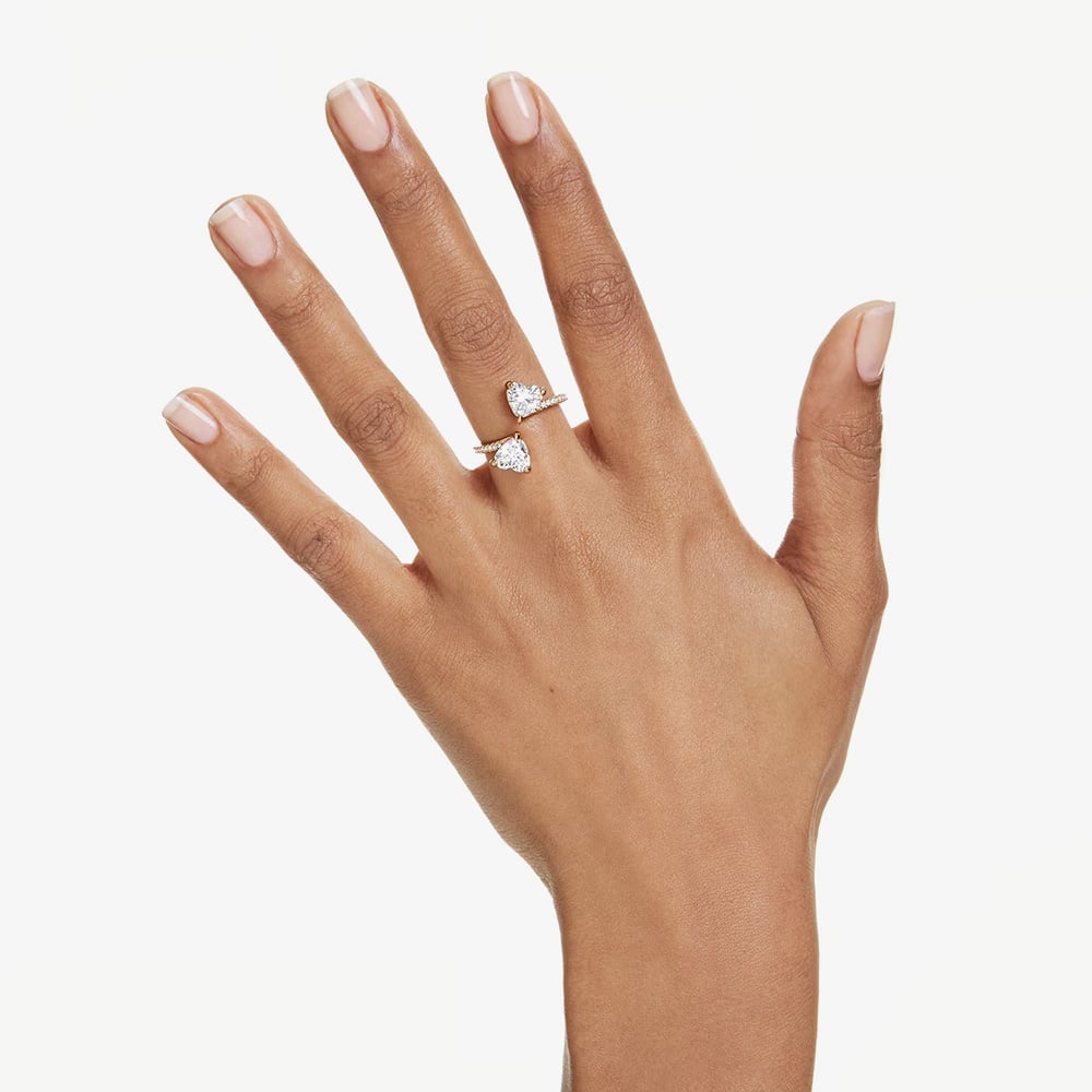 Swarovski Mesmera Gold Tone Plated Double Heart Zirconia Ring 5733477