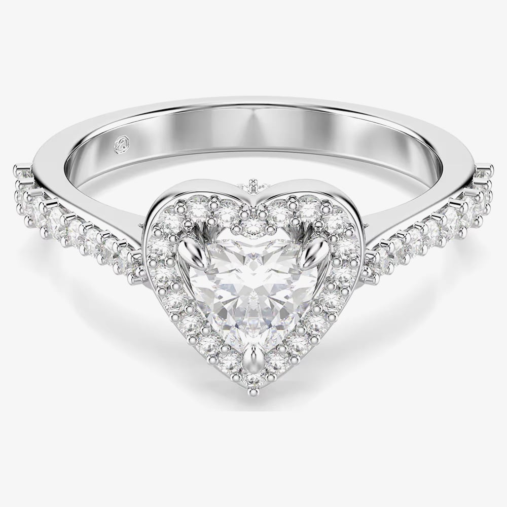 Swarovski Una Angelic Rhodium Plated Heart Crystal Ring 5744045 58