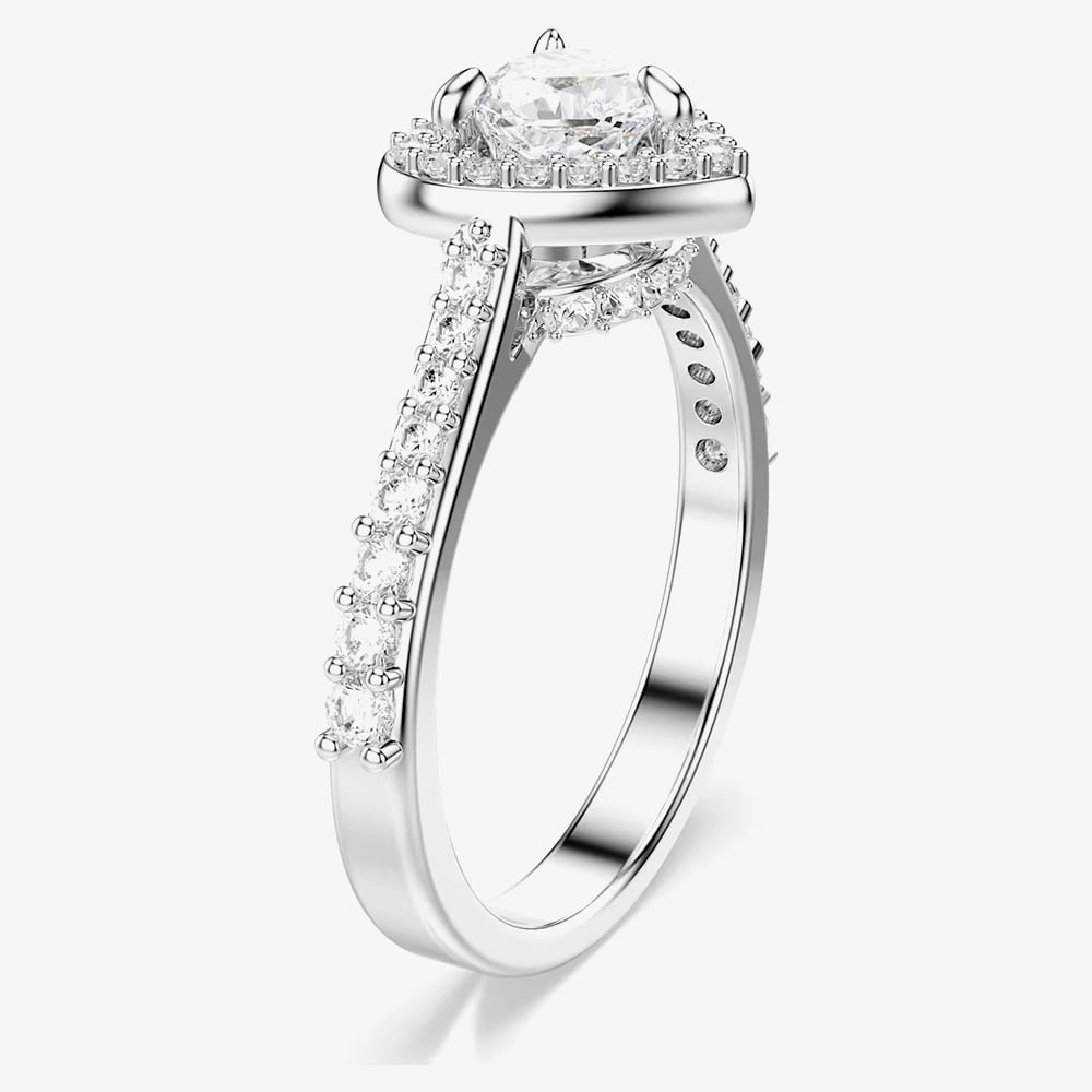 Swarovski Una Angelic Rhodium Plated Heart Crystal Ring 5744046
