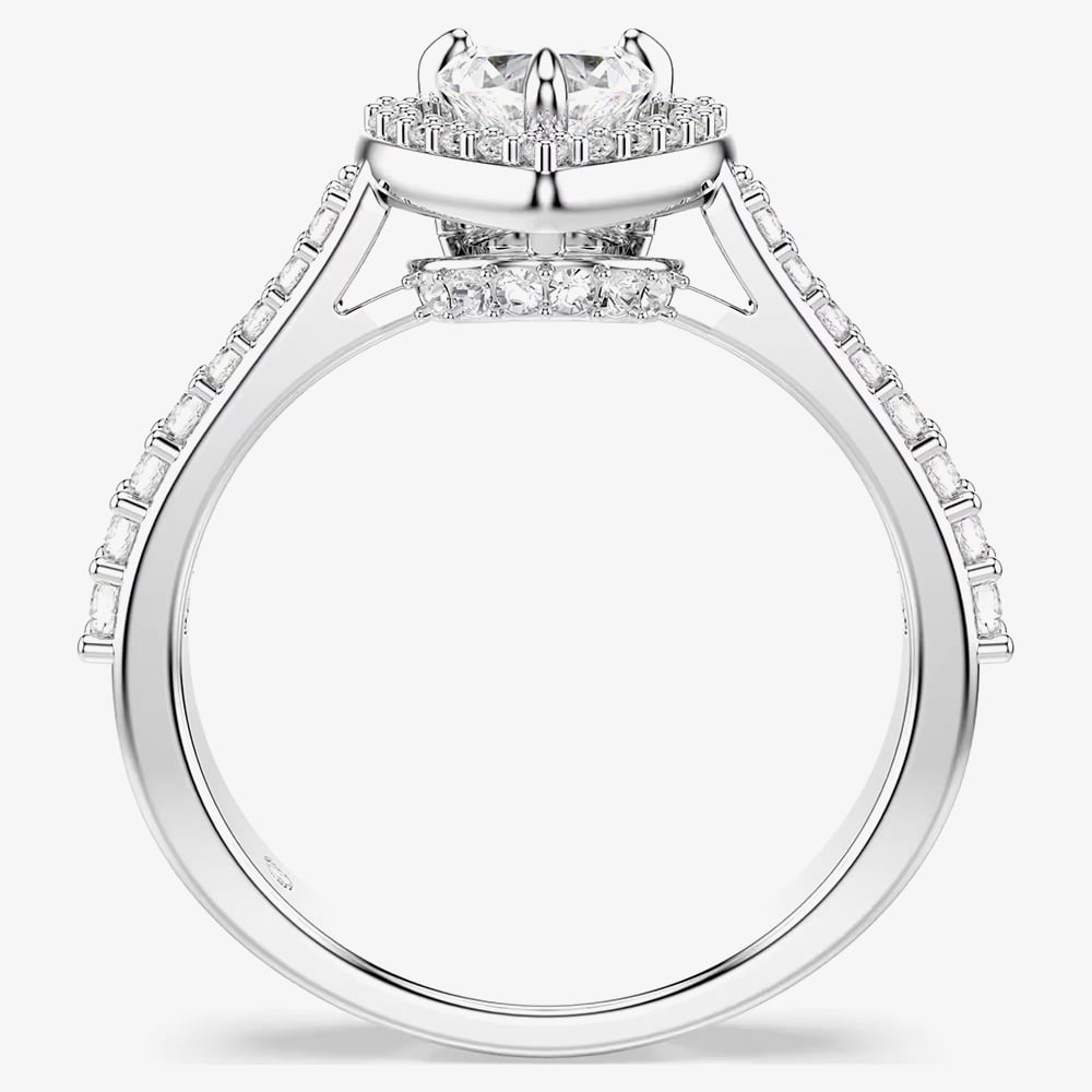 Swarovski Una Angelic Rhodium Plated Heart Crystal Ring 5744046