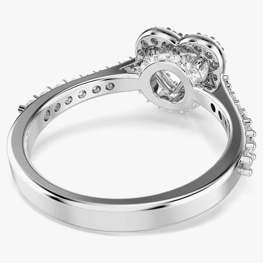 Swarovski Una Angelic Rhodium Plated Heart Crystal Ring 5744046