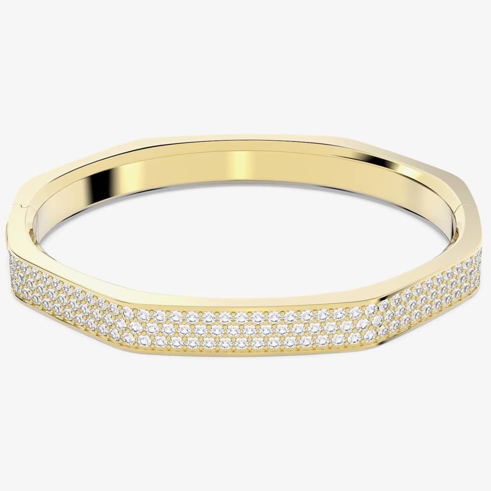 Product photograph of Swarovski Dextera Gold Plated Octagon Bangle 5656845 L from The Jewel Hut