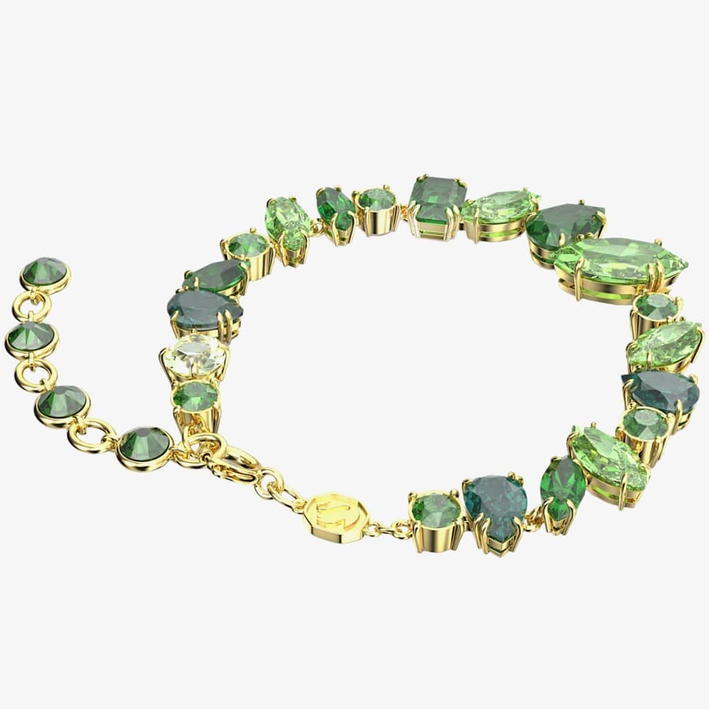 Swarovski Gema Gold Tone Mixed Cut Green Bracelet 5652822 M