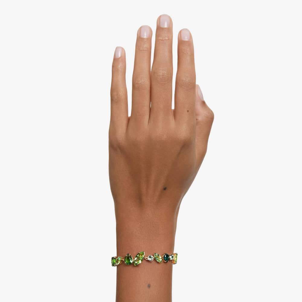 Swarovski Gema Gold Tone Mixed Cut Green Bracelet 5652822 M