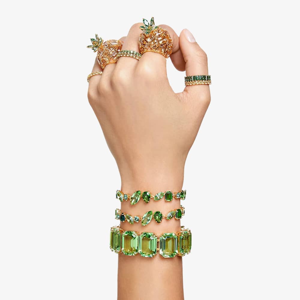 Swarovski Gema Gold Tone Mixed Cut Green Bracelet 5652822 M