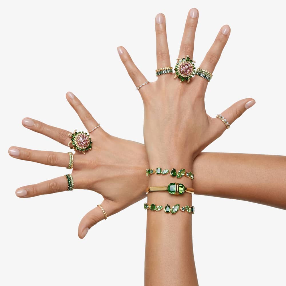 Swarovski Gema Gold Tone Mixed Cut Green Bracelet 5652822 M