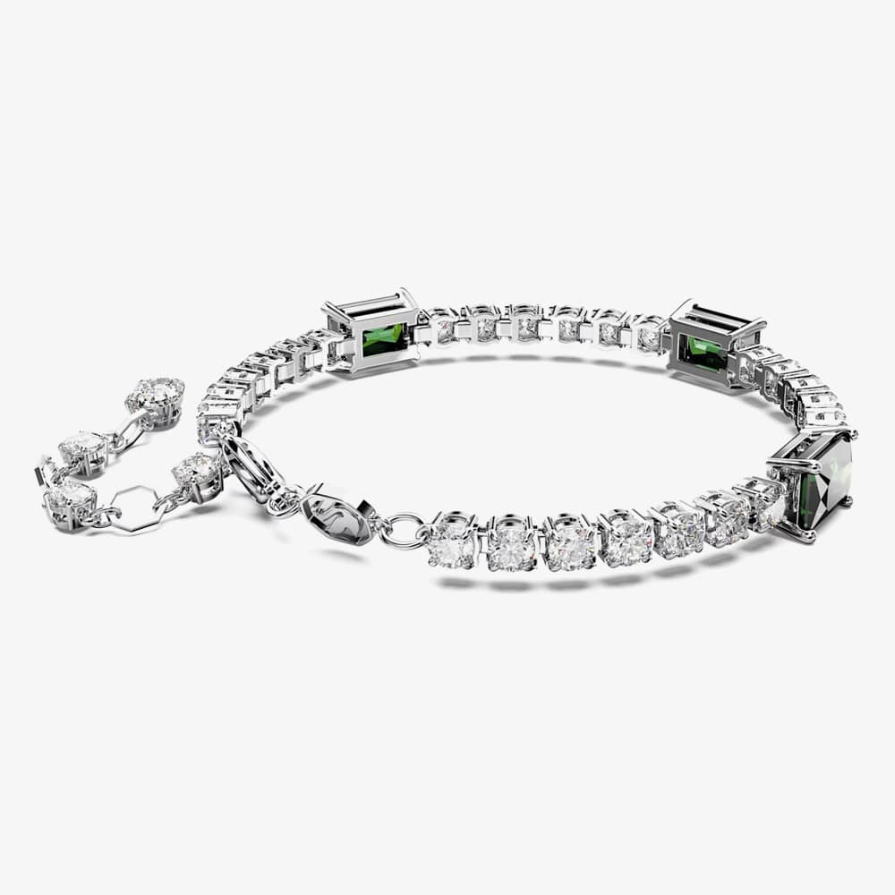 Swarovski Matrix Green Mixed Cuts Tennis Rhodium Plated Bracelet 5666422 (M)