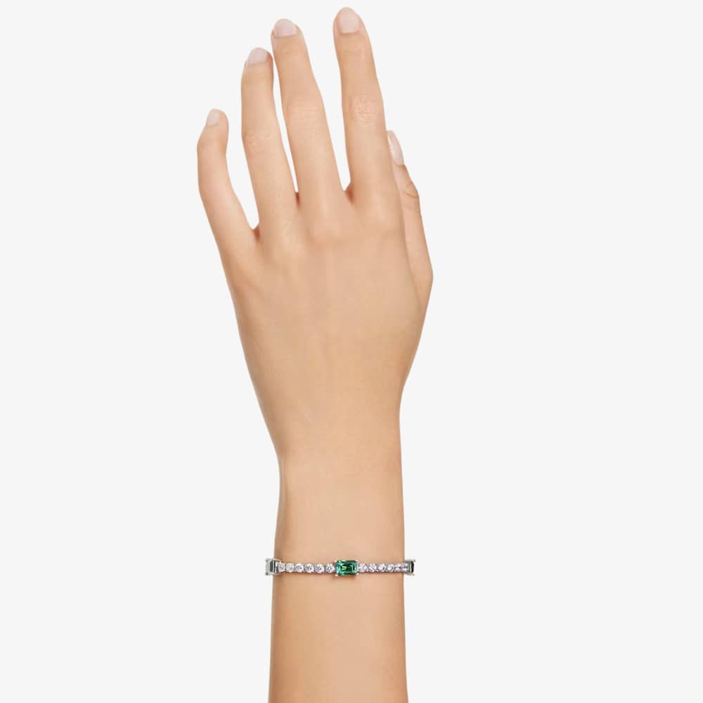 Swarovski Matrix Green Mixed Cuts Tennis Rhodium Plated Bracelet 5666422 (M)