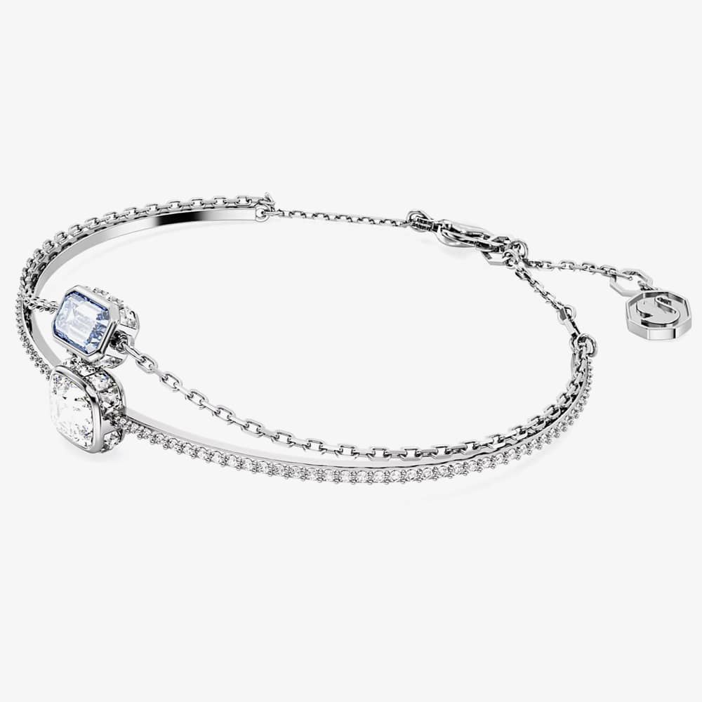 Swarovski Stilla Blue Mixed Cuts Rhodium Plated Bangle 5668244 (M)
