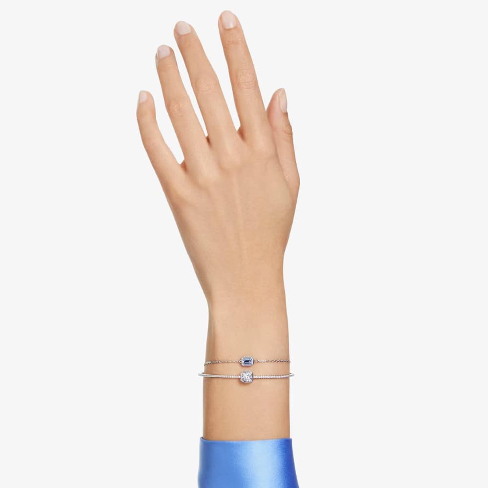 Swarovski Stilla Blue Mixed Cuts Rhodium Plated Bangle 5668244 (M)