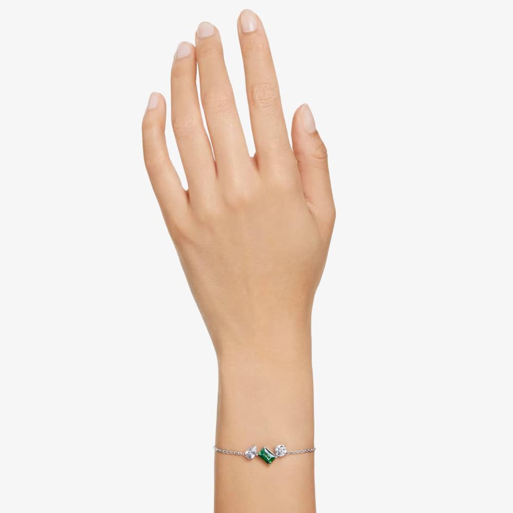 Swarovski Mesmera Green Mixed Cuts Rhodium Plated Bracelet 5668360 (M)
