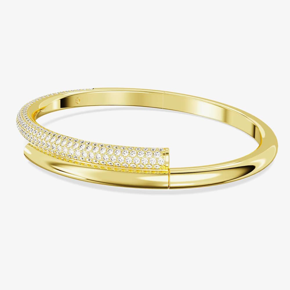 Swarovski Dextera Magnetic Closure Gold Tone Plated Hinged Bangle 5669498