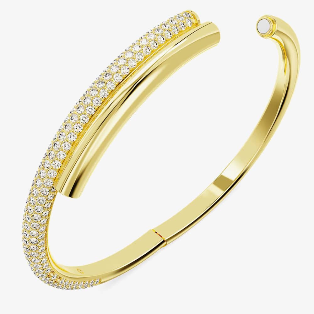 Swarovski Dextera Magnetic Closure Gold Tone Plated Hinged Bangle 5669498