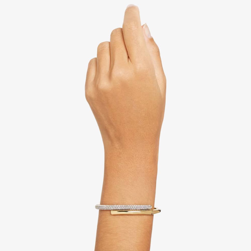 Swarovski Dextera Magnetic Closure Gold Tone Plated Hinged Bangle 5669498