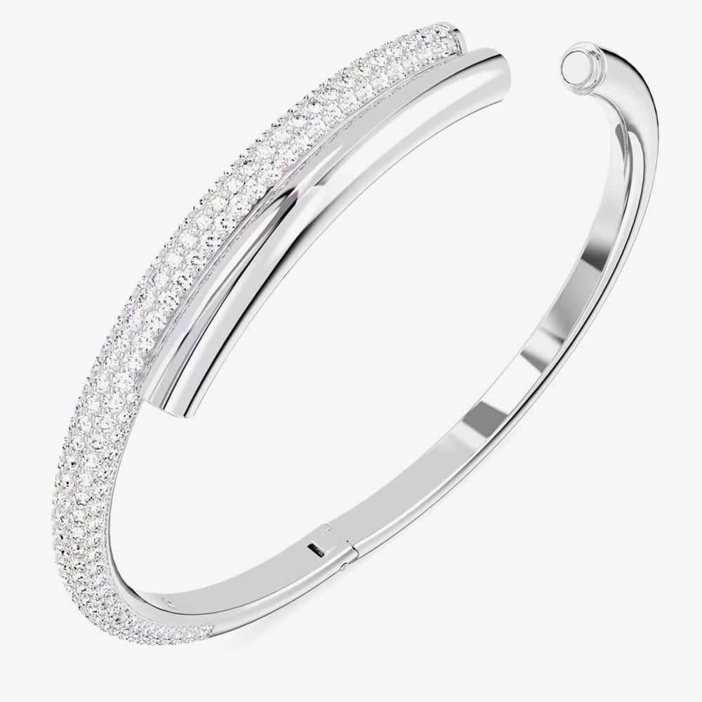 Swarovski Dextera Magnetic Closure Hinged Rhodium Plated Bangle 5670252