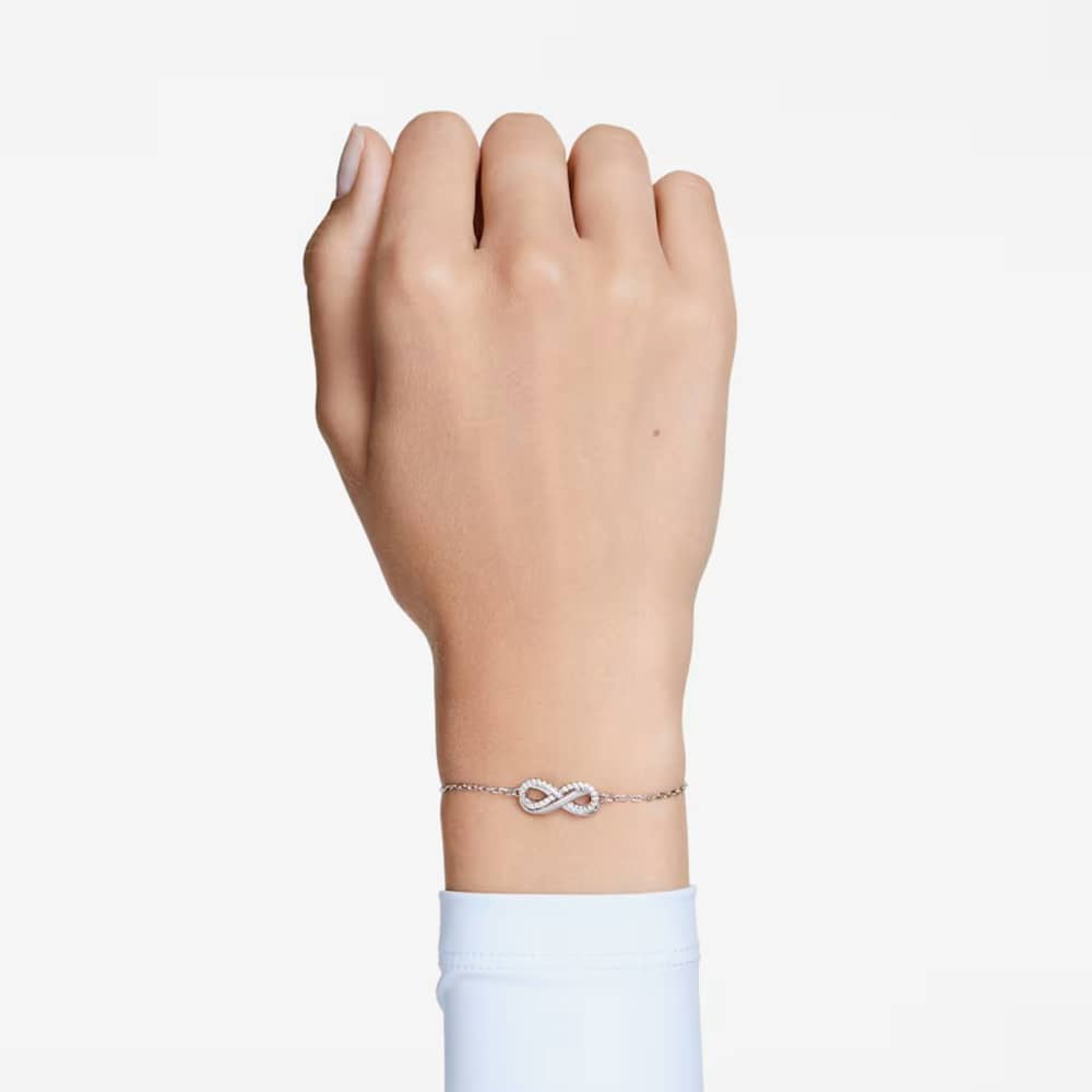 Swarovski Hyperbola Rhodium Plated White Infinity Bracelet 5679664