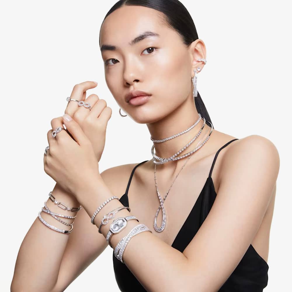 Swarovski Hyperbola Rhodium Plated Infinity Bangle 5684049