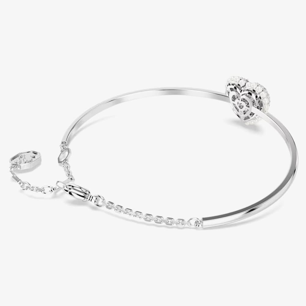 Swarovski Hyperbola Rhodium Plated White Heart Bangle 5684385