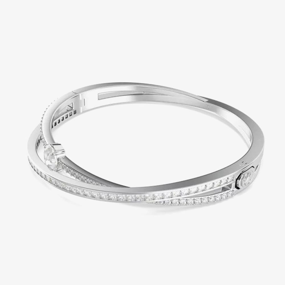 Swarovski Hyperbola Rhodium Plated Crossover Bangle 569122