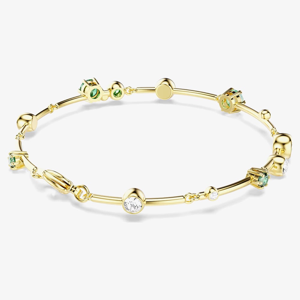 Swarovski Constella Gold Tone Plated Green & White Crystal Bracelet 5722478