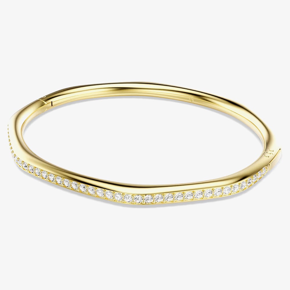 Swarovski Dextera Gold Tone Plated Small Octagon White Crystal Bangle 5724580