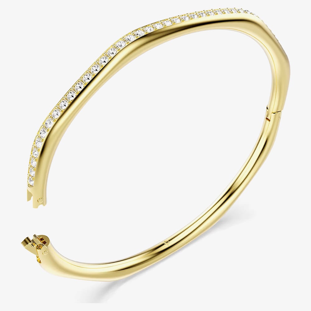 Swarovski Dextera Gold Tone Plated Small Octagon White Crystal Bangle 5724580