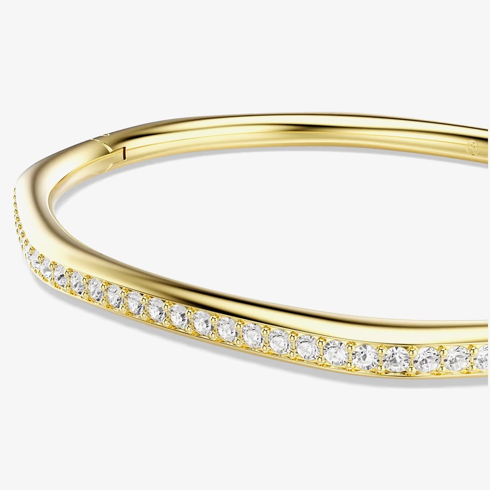 Swarovski Dextera Gold Tone Plated Small Octogan White Crystal Bangle 572458