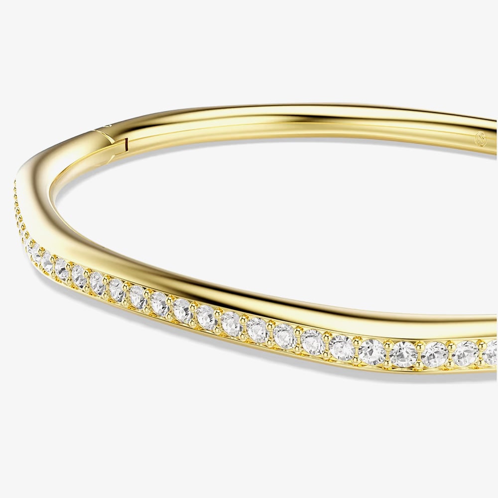 Swarovski Dextera Gold Tone Plated Medium Octagon White Crystal Bangle 5724581