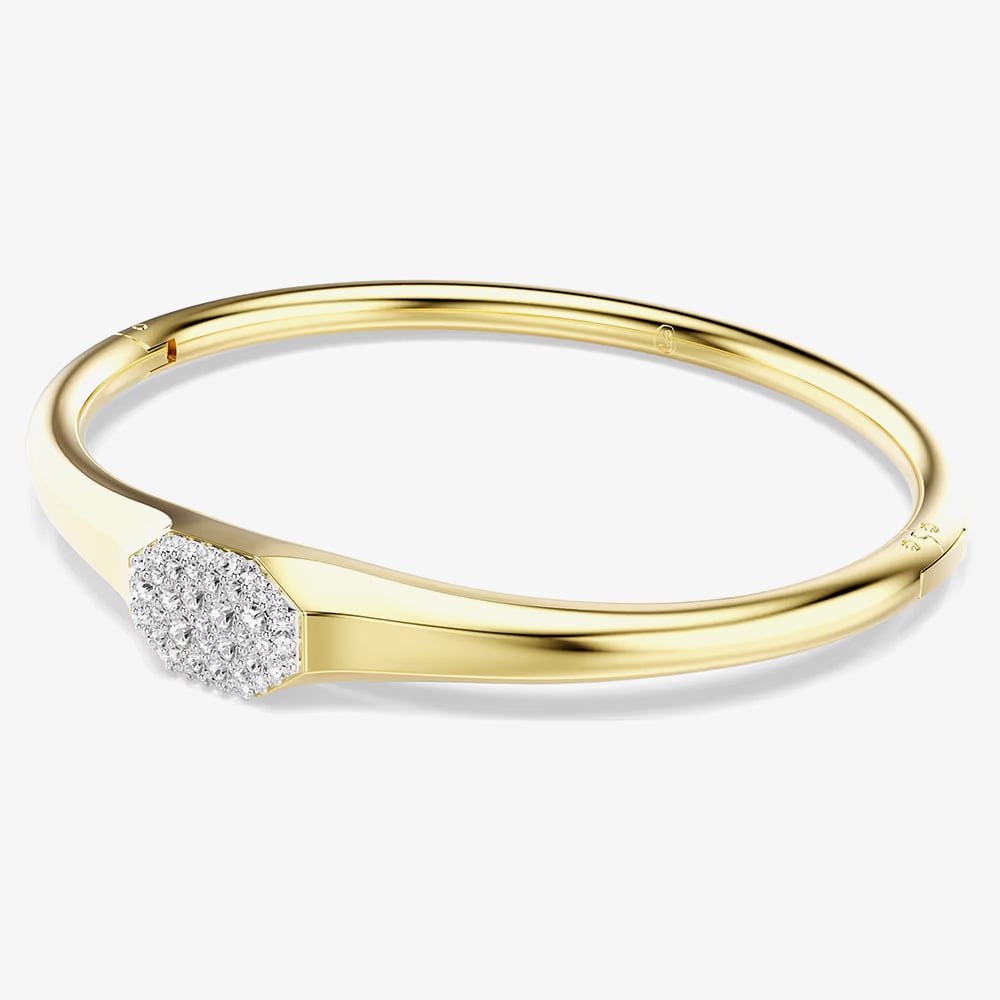 Swarovski Dextera Gold Tone Plated Round Cut Crystal Bangle 572459