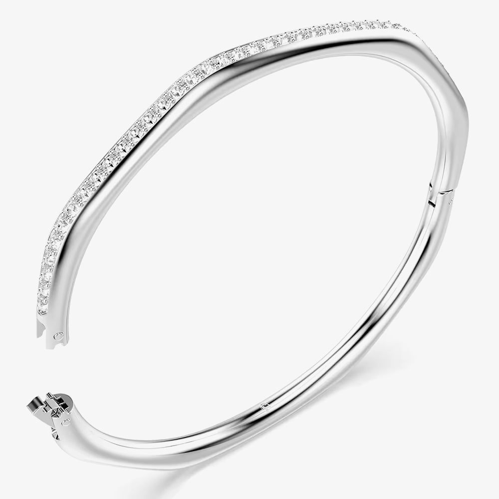 Swarovski Dextera Rhodium Platedctagon White Crystal Bangle 572522