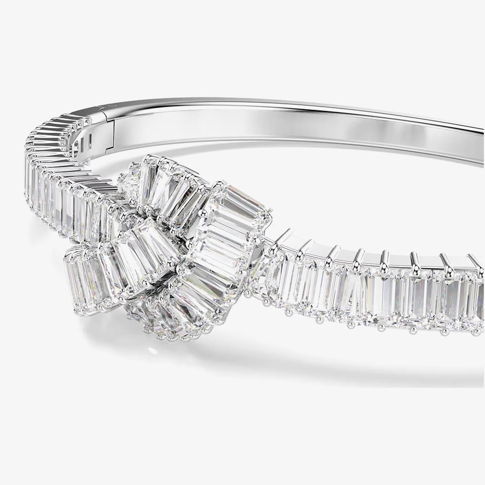 Swarovski Matrix Rhodium Plated Medium Zirconia Knot Bangle 5727120
