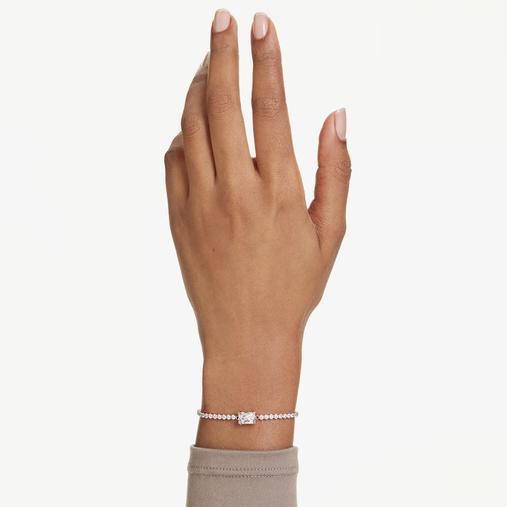 Swarovski Matrix Rose Gold Tone Plated White Zirconia Tennis Bracelet 5730706