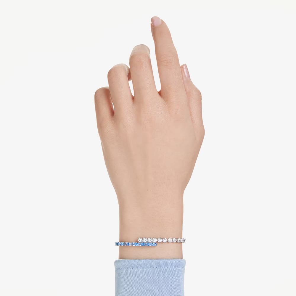 Swarovski Matrix Rhodium Plated Blue & White Zirconia Toggle Bracelet 5732266