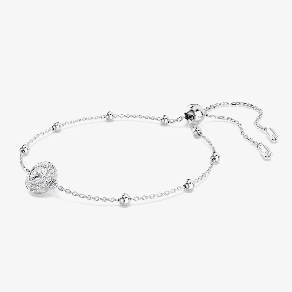 Swarovski Una Rhodium Plated Round White Crystal Bead Toggle Bracelet 5733196