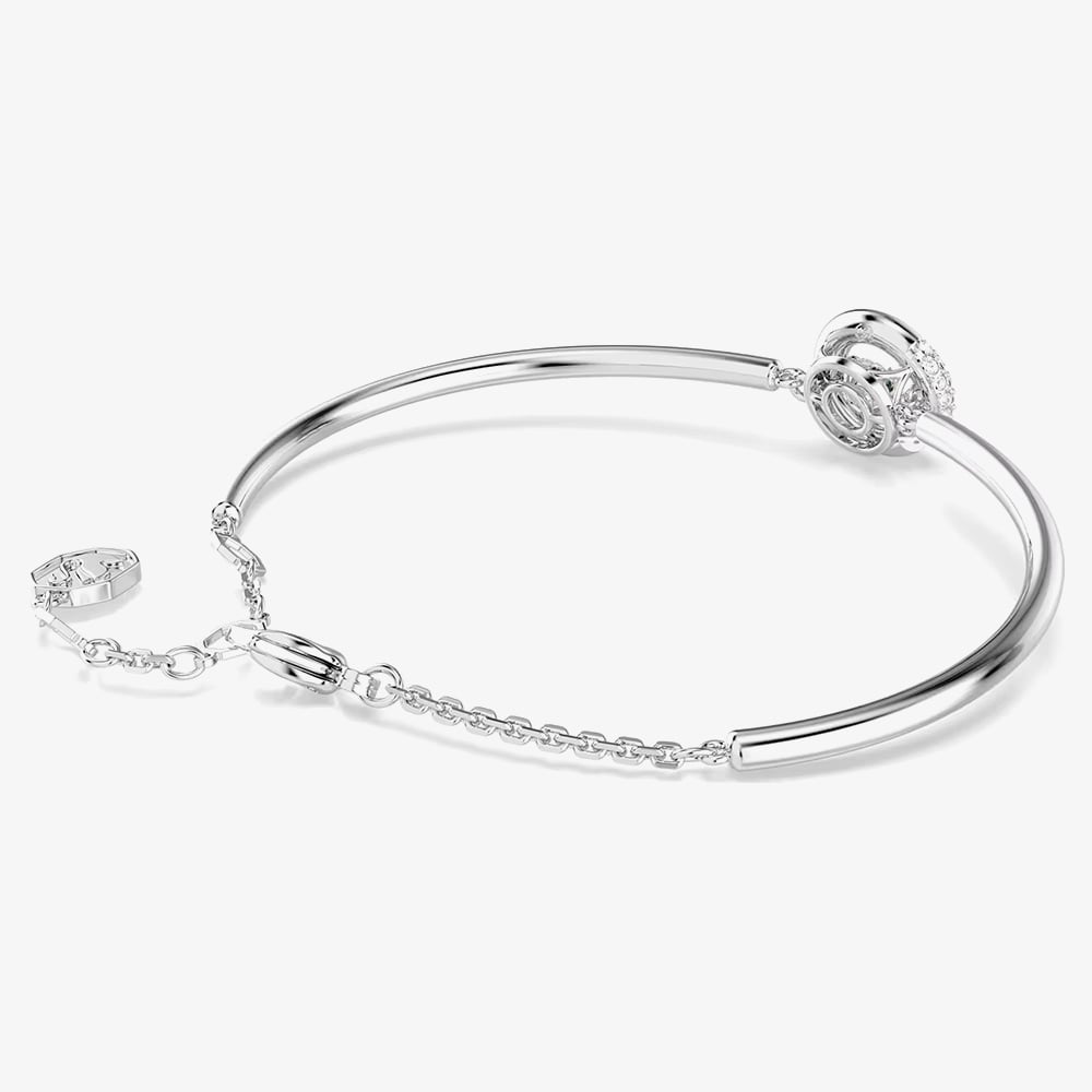 Swarovski Dextera Rhodium Plated Round White Crystal Bangle 5733399