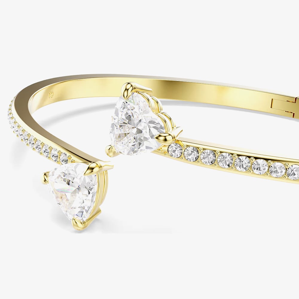 Swarovski Mesmera Gold Tone Plated Double Heart White Zirconia Bangle 5733511