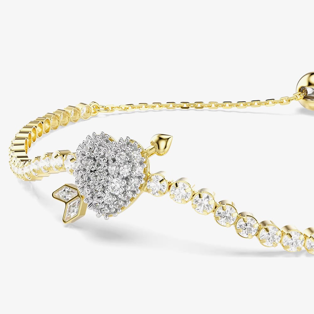 Swarovski Idyllia Gold Tone Plated Arrow Heart Bracelet 5744061