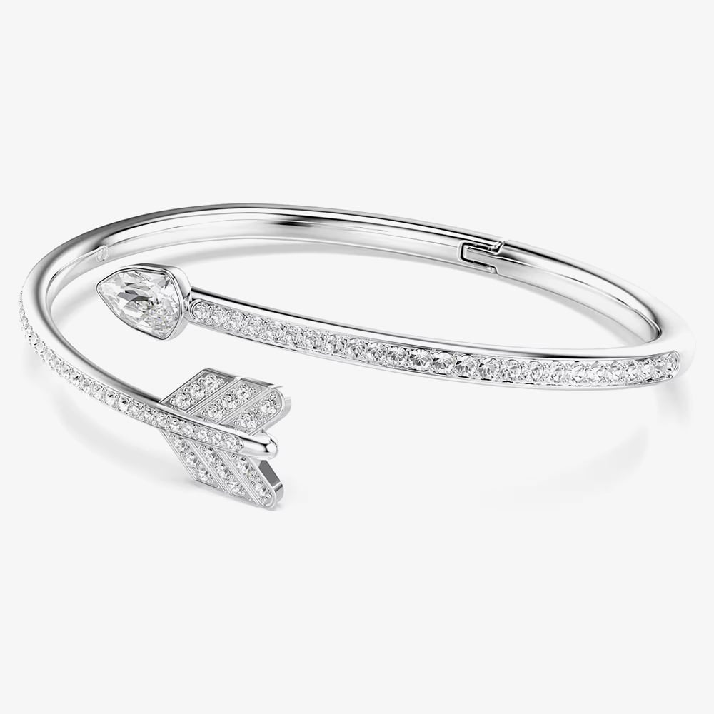 Swarovski Idyllia Rhodium Plated Silver Arrow Bangle 5737264 (M)