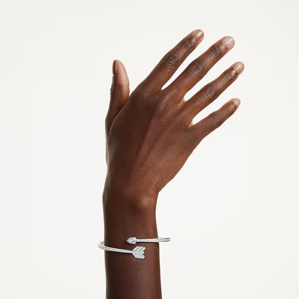 Swarovski Idyllia Rhodium Plated Silver Arrow Bangle 5737264 (M)